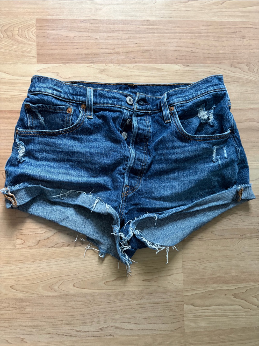 Levi’s Women's Distressed Blue Denim Jeans Shorts